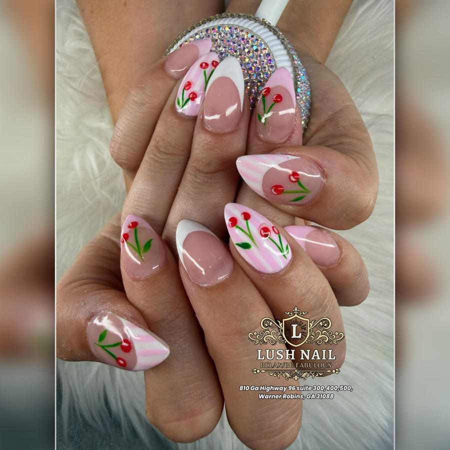 Blue floral nail art