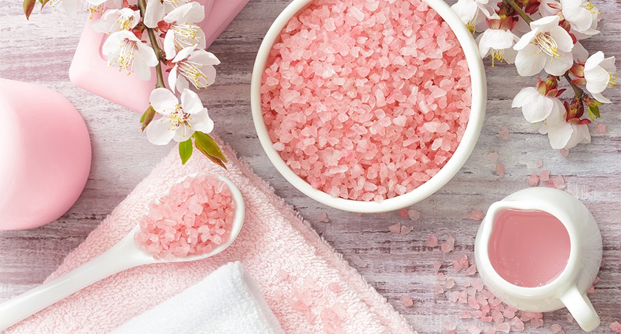 Spa salts and blossoms
